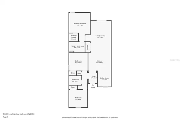 an empty room with wooden floor & closet area