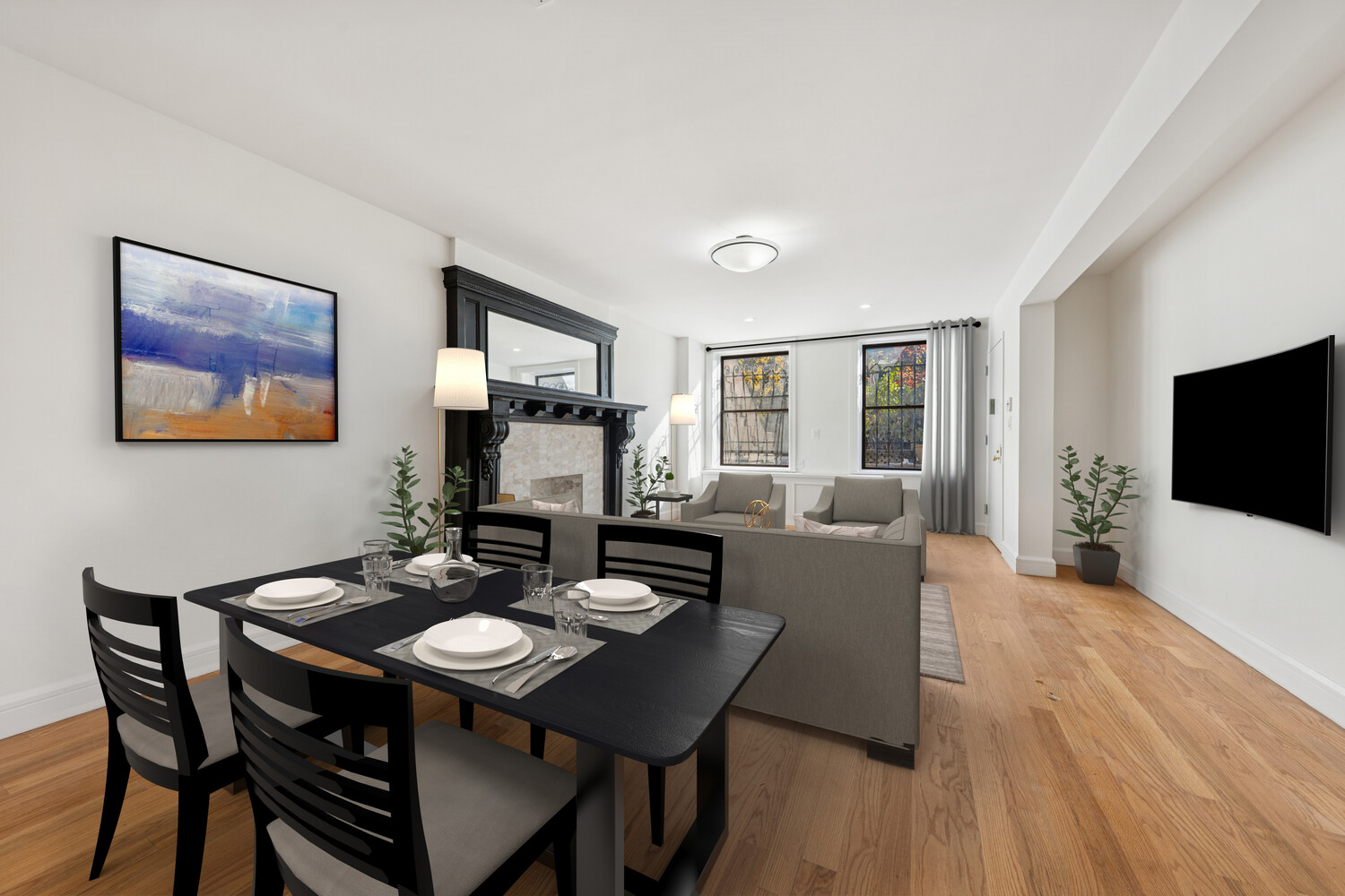 282 Convent Avenue, Unit 1 Manhattan, NY 10031 - Photo 1 of 14 a view of a dining room with furniture and wooden floor