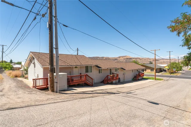 a view of a terrace with a road