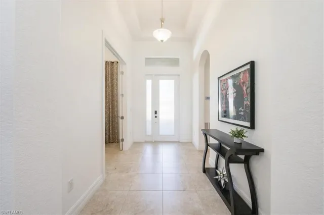 a view of a hallway with workspace