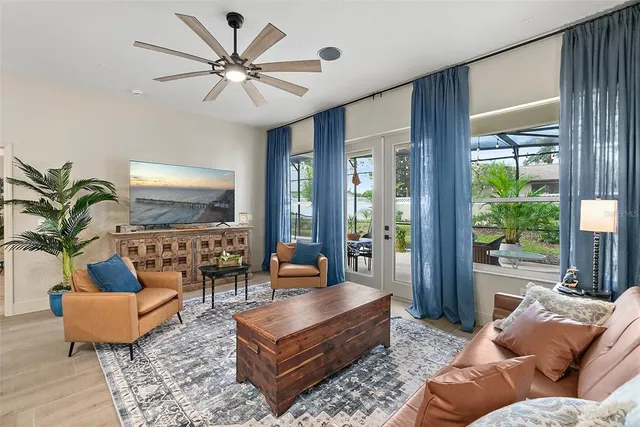 a living room with furniture