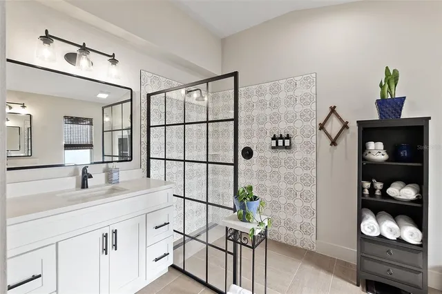 a bathroom with a shower