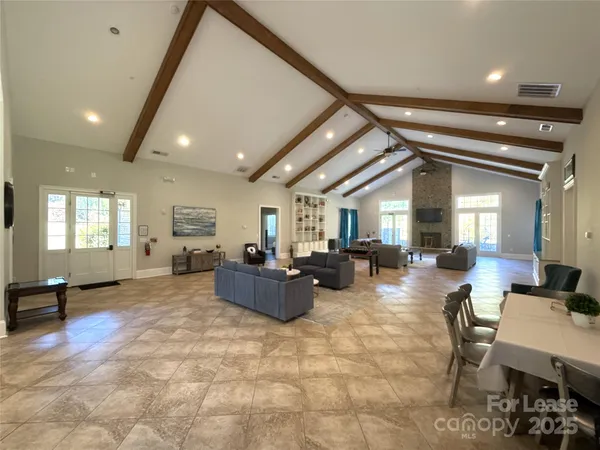 a view of a hall with living room