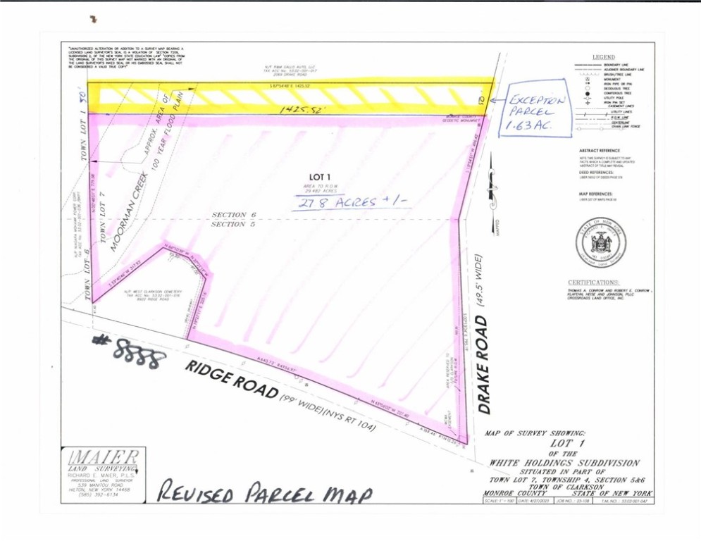Revised Survey with Sellers 50' North line reserva