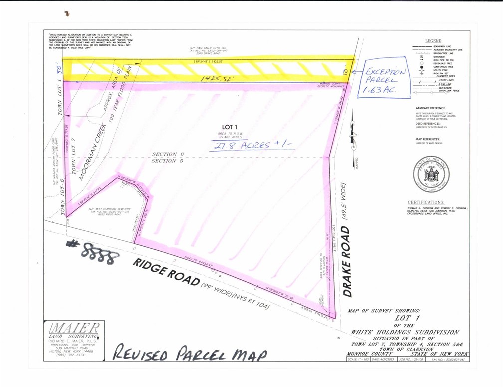 Revised Survey with Sellers 50' North line reserva