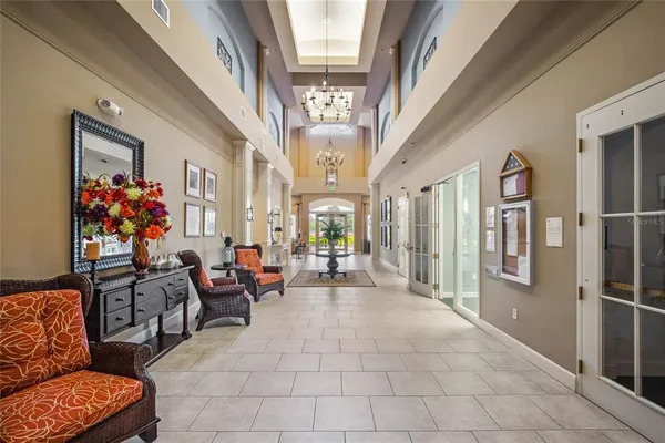 a view of a lake with a big yard