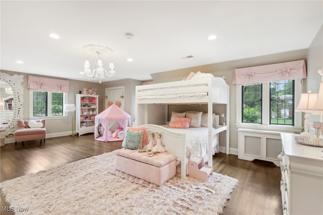 875 Mayfair Road Akron, OH 44303 - Photo 28 of 40 Bedroom with dark hardwood / wood-style floors and an inviting chandelier