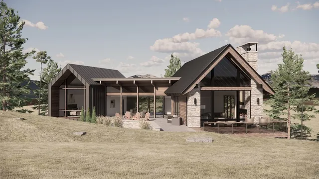 a view of a house with a yard covered in snow