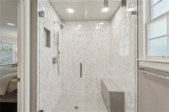 a bathroom with a shower