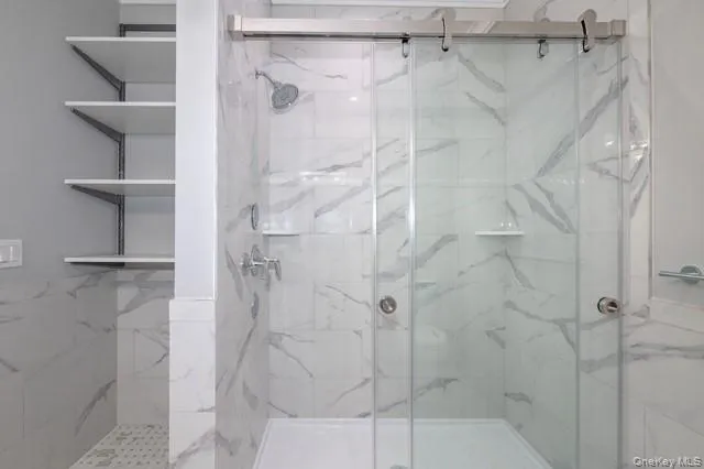 a bathroom with a shower