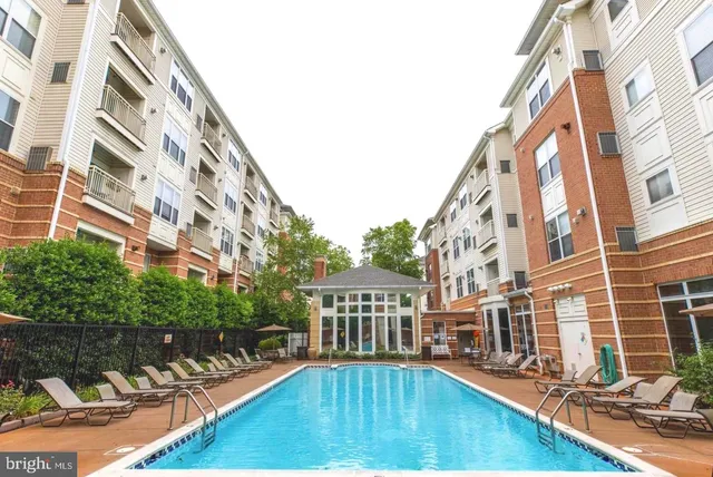 a view of a swimming pool with a lounge chairs