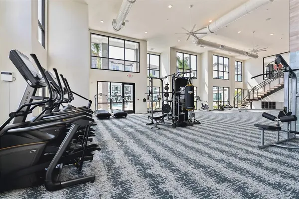 a view of a room with gym equipment