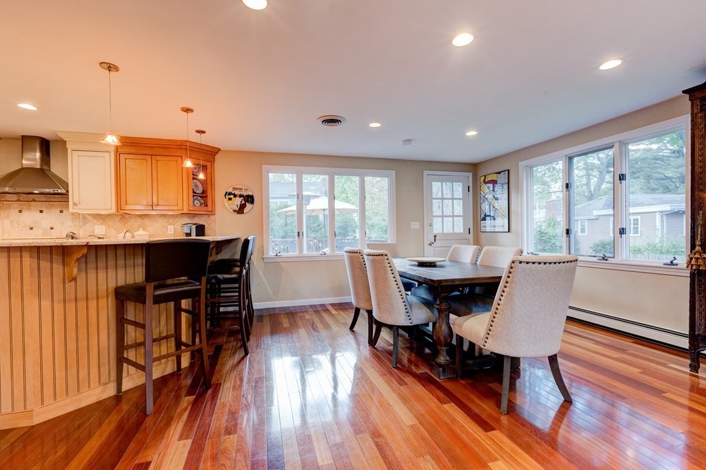 23 Bonwood Road Needham, MA 02492 - Photo 11 of 28 a view of a dining room with furniture window and wooden floor
