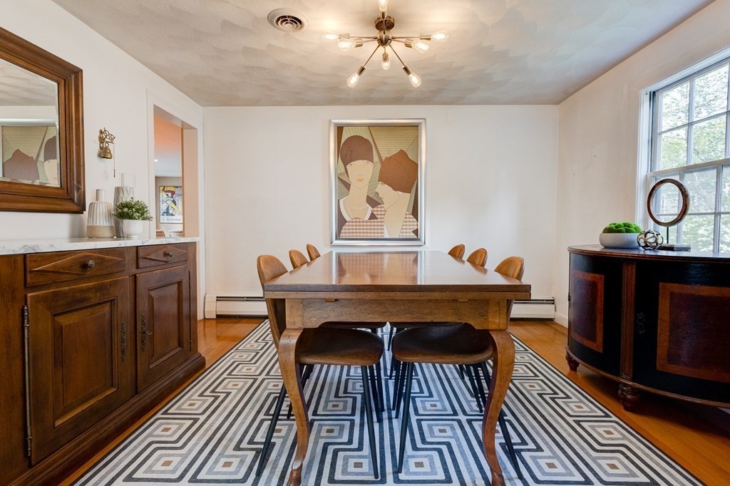 23 Bonwood Road Needham, MA 02492 - Photo 7 of 28 a dining room with furniture a rug and wooden floor