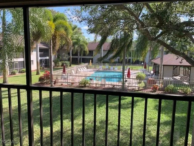 a view of a porch and garden view