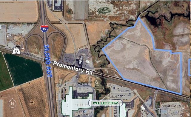 1000 Promontory Road Brigham City, UT 84302 - Photo 10 of 13 Aerial Map. Depicting the property's location relative to transportation infrastructure and adjacent land uses