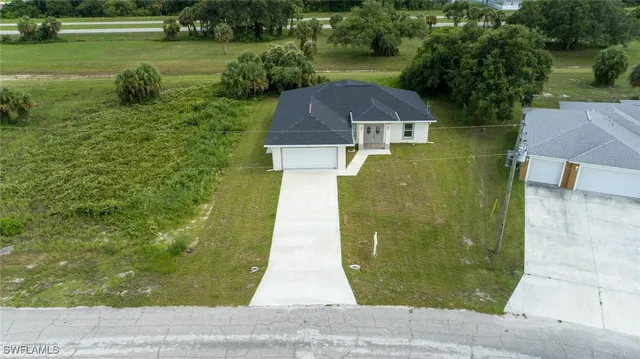an aerial view of a house
