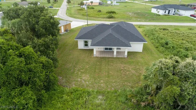 an aerial view of a house