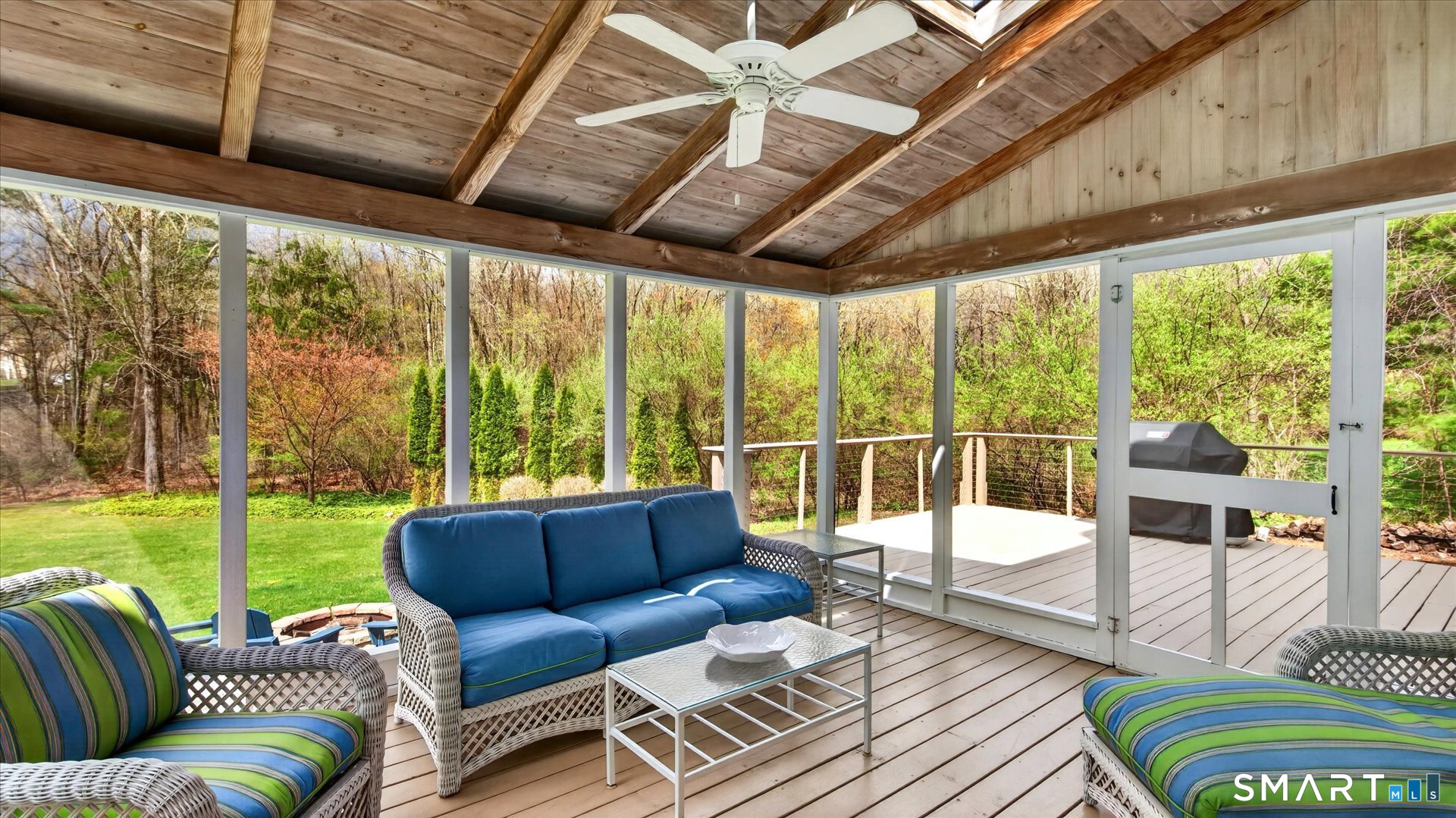 138 Cold Spring Road Avon, CT 06001 - Photo 10 of 36 Screened porch with ceiling fan and views of the rear yard.