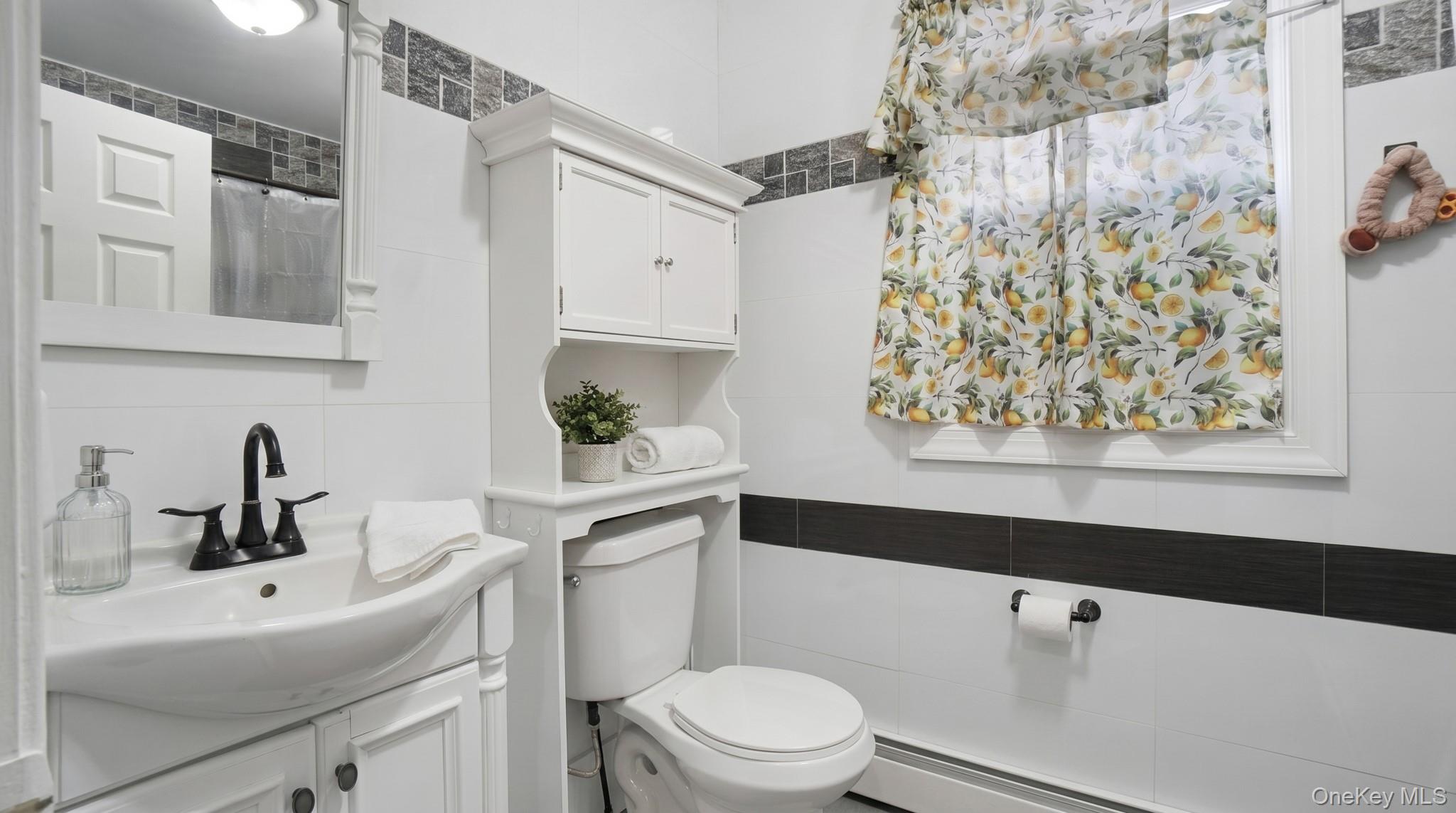 172-17 Amelia Road Queens, NY 11434 - Photo 11 of 18 a bathroom with a sink a toilet and shower curtain