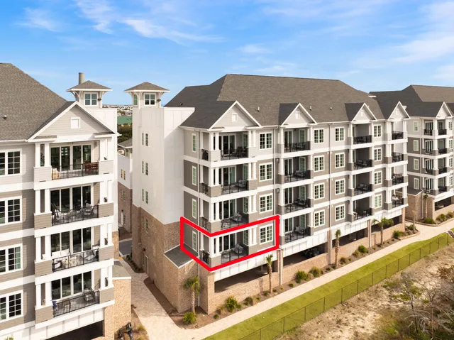 a front view of a multi story building