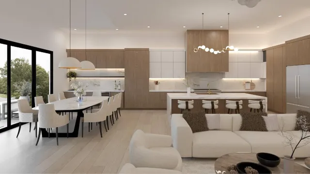 a living room with furniture a table and chairs