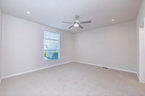 a view of an empty walk in closet
