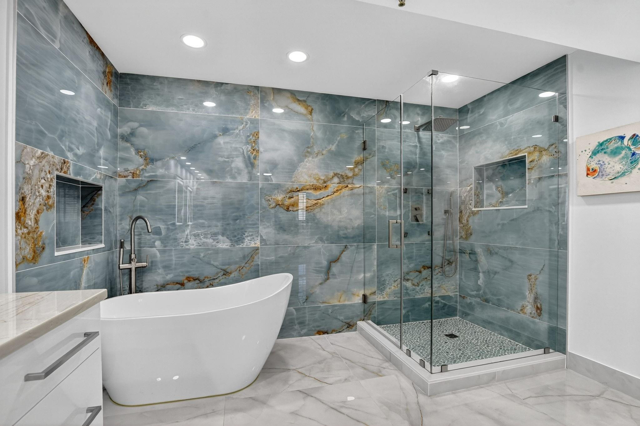 7145 Promenade Drive, Unit C702 Boca Raton, FL 33433 - Photo 49 of 82 a bathroom with a large tub a shower and a sink