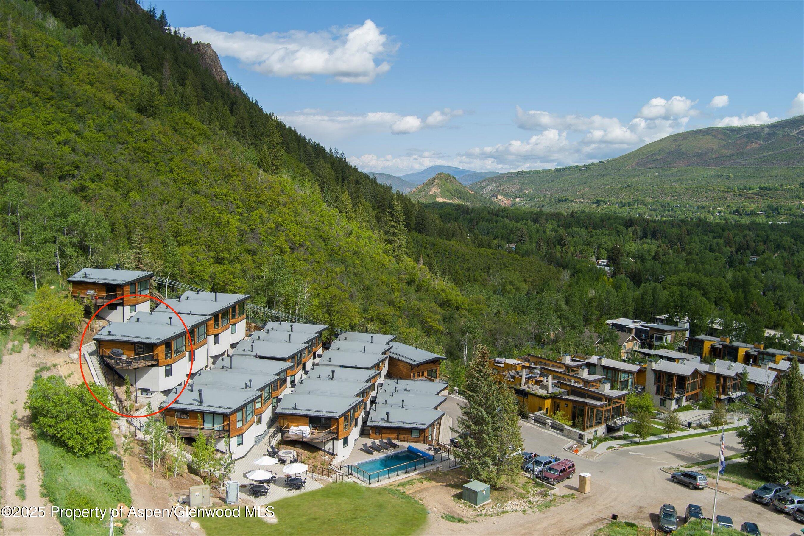809 South Aspen Street, Unit 17 Aspen, CO 81611 - Photo 24 of 34 an aerial view of a house with a garden