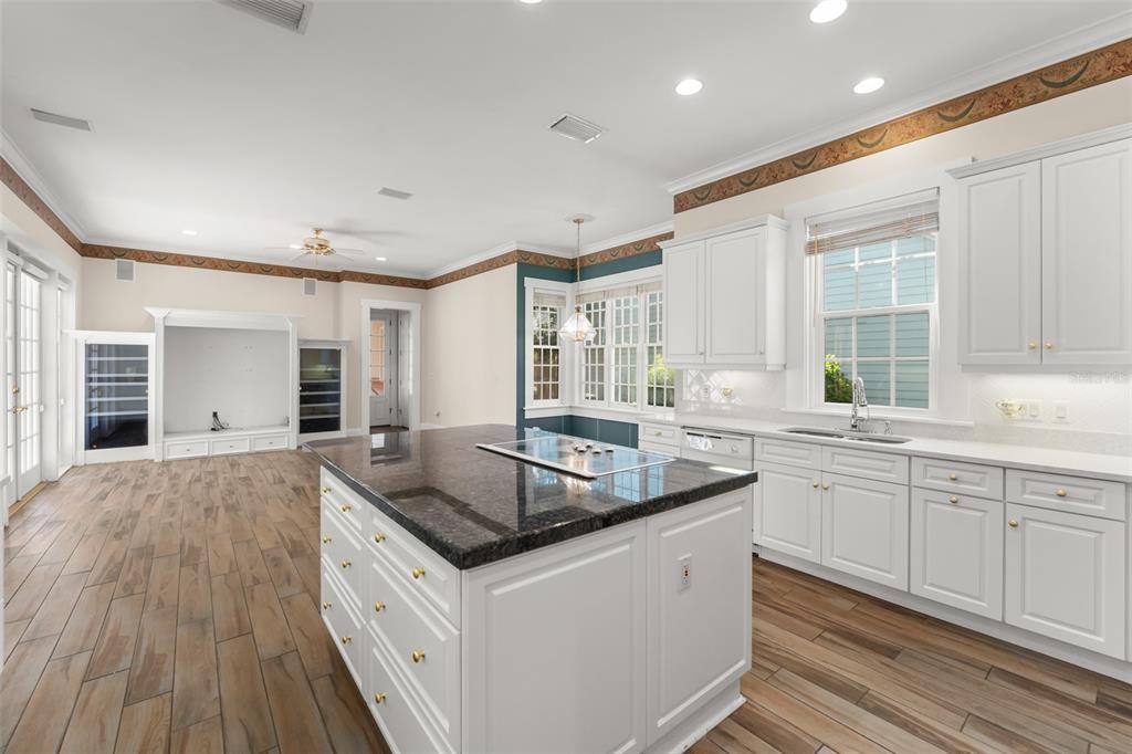 403 Water Street Celebration, FL 34747 - Photo 27 of 86 a kitchen with granite countertop a sink and cabinets with wooden floor