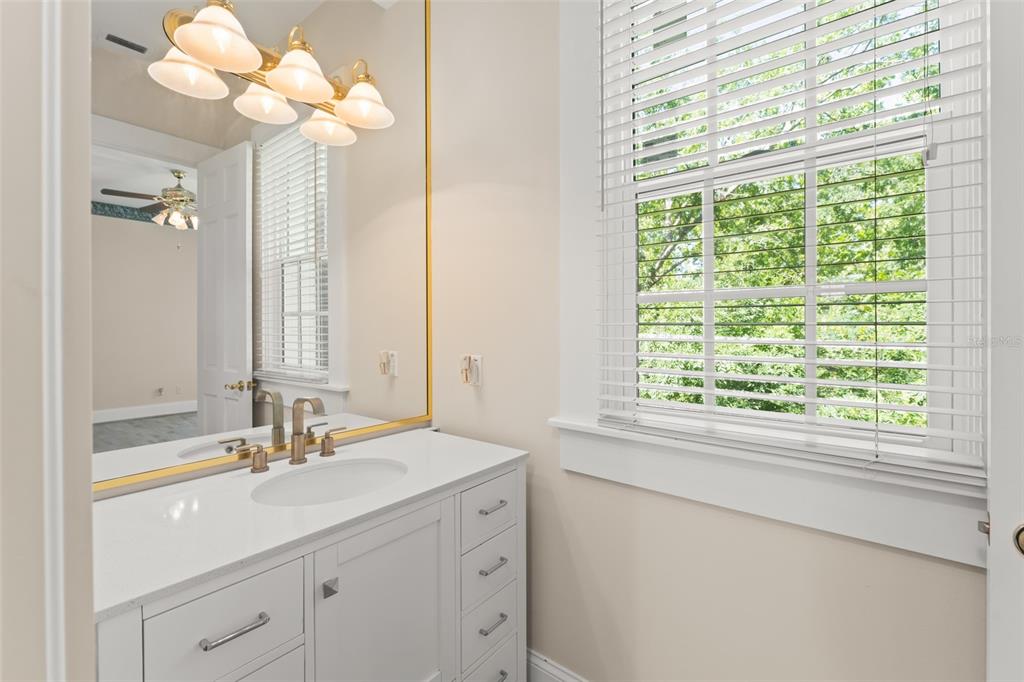 403 Water Street Celebration, FL 34747 - Photo 61 of 86 a bathroom with a sink a large mirror and a window