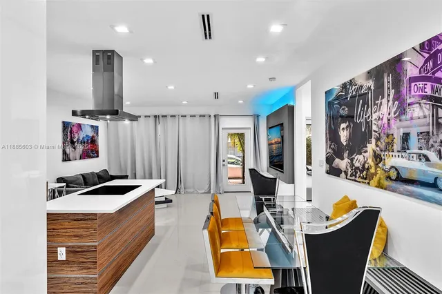 a kitchen with stainless steel appliances a stove a sink and a refrigerator