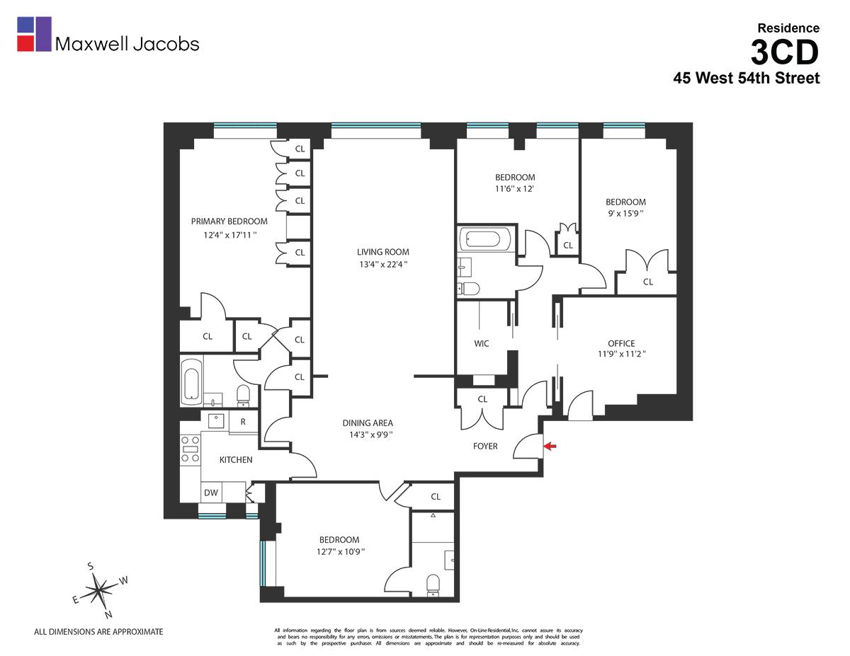 45 West 54th Street, Unit 3C Manhattan, NY 10019 - Photo 13 of 13 a picture of a floor plan