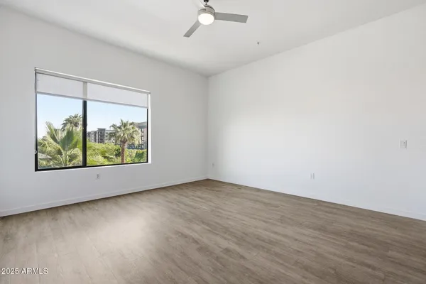 an empty room with windows