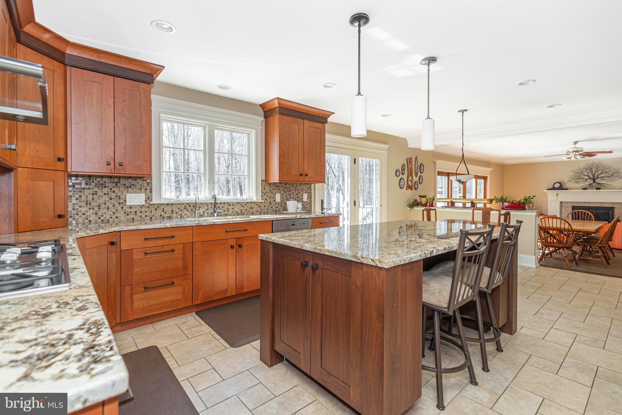 196 Aqueduct Road Washington Crossing, PA 18977 - Photo 28 of 57 a kitchen with stainless steel appliances granite countertop wooden cabinets a dining table and chairs