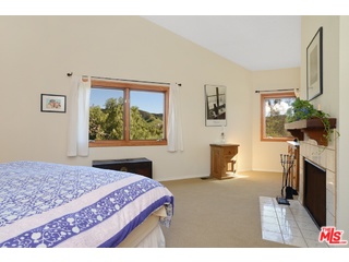 2717 Halsey Road Topanga, CA 90290 - Photo 8 of 39 a bedroom with a bed and a flat screen tv