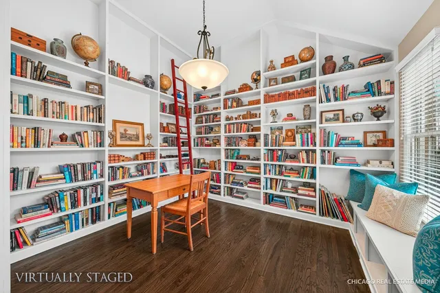 a view of a room with storage and racks on wall