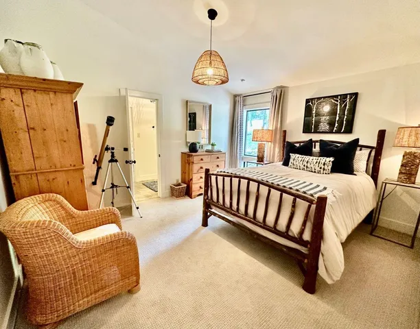 a living room with furniture and a rug
