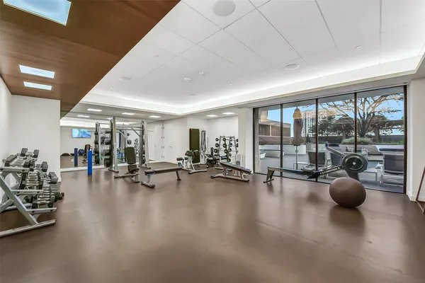 a view of a room with gym equipment