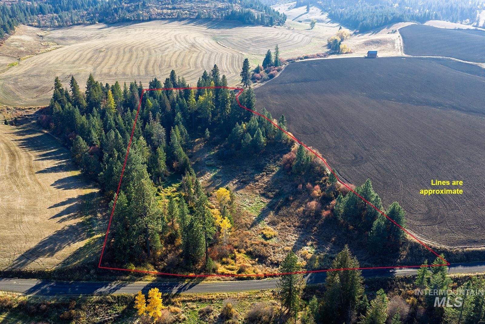 Overview of rural landscape with property parcel outlined