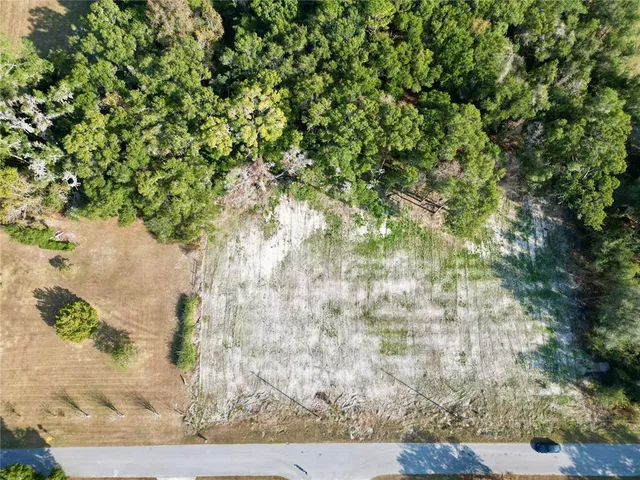 an aerial view of a house with a yard and lake view