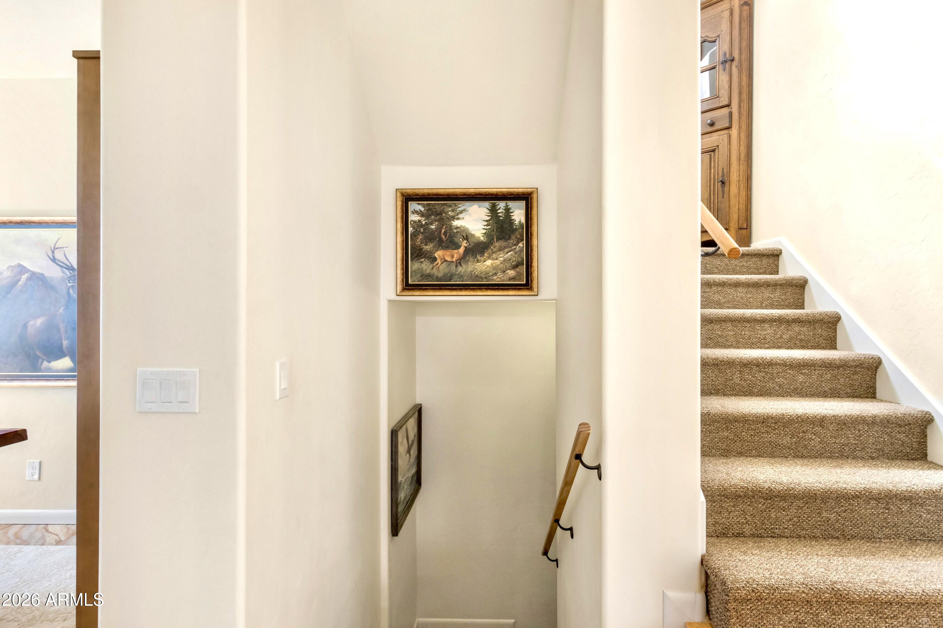 8541 South Almosta Ranch Road Hereford, AZ 85615 - Photo 21 of 53 a view of staircase with black and white walls