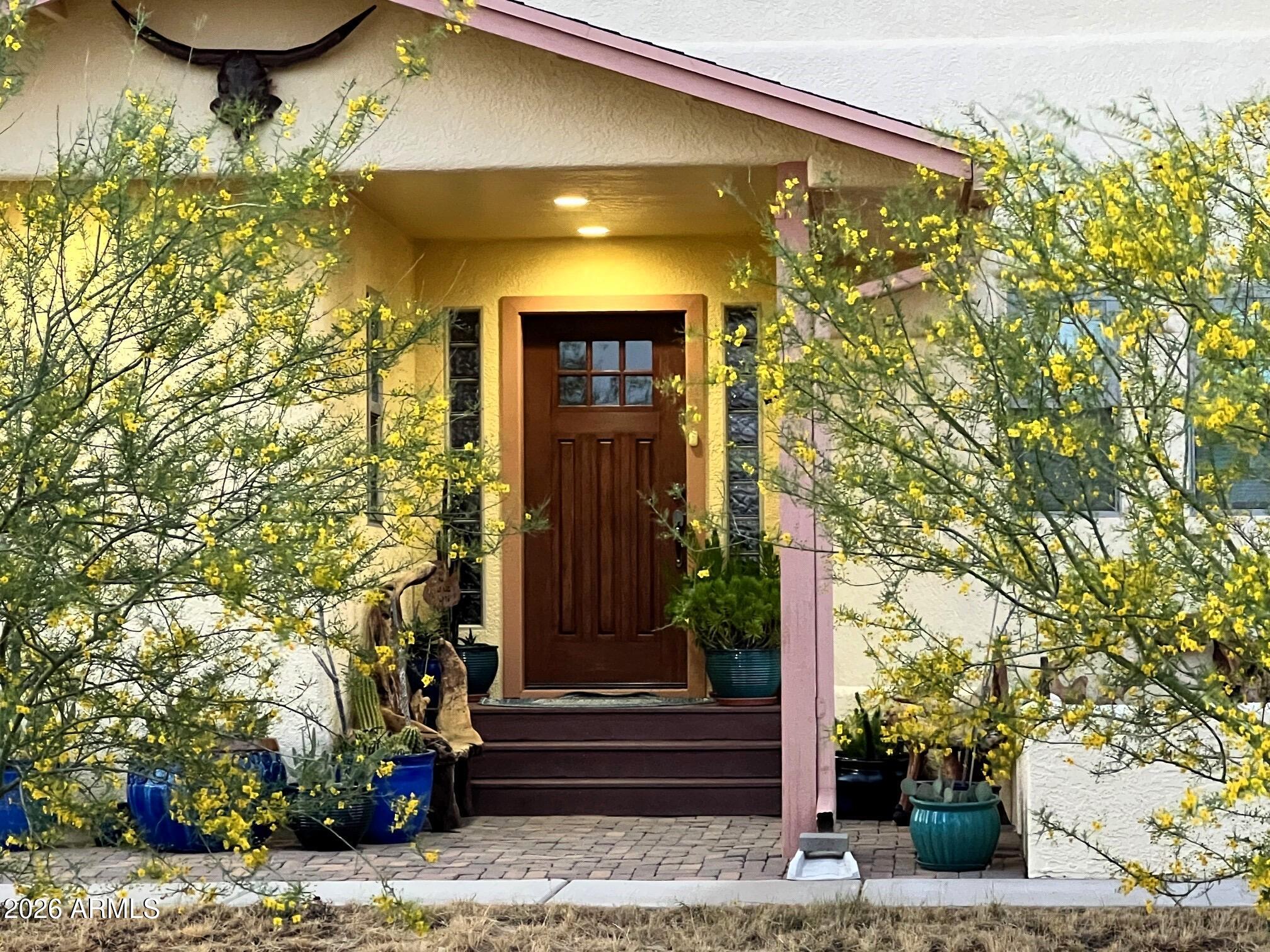 8541 South Almosta Ranch Road Hereford, AZ 85615 - Photo 3 of 53 a front view of a house with a yard
