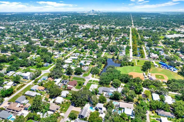 an aerial view of a city