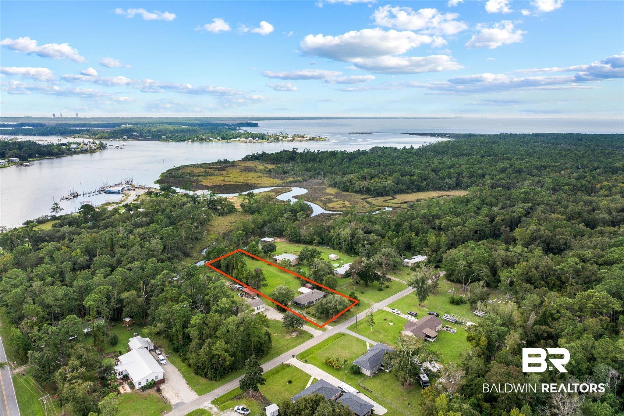 16808 Witt Road Bon Secour, AL 36511 - Photo 29 of 31 Drone / aerial view featuring a water view