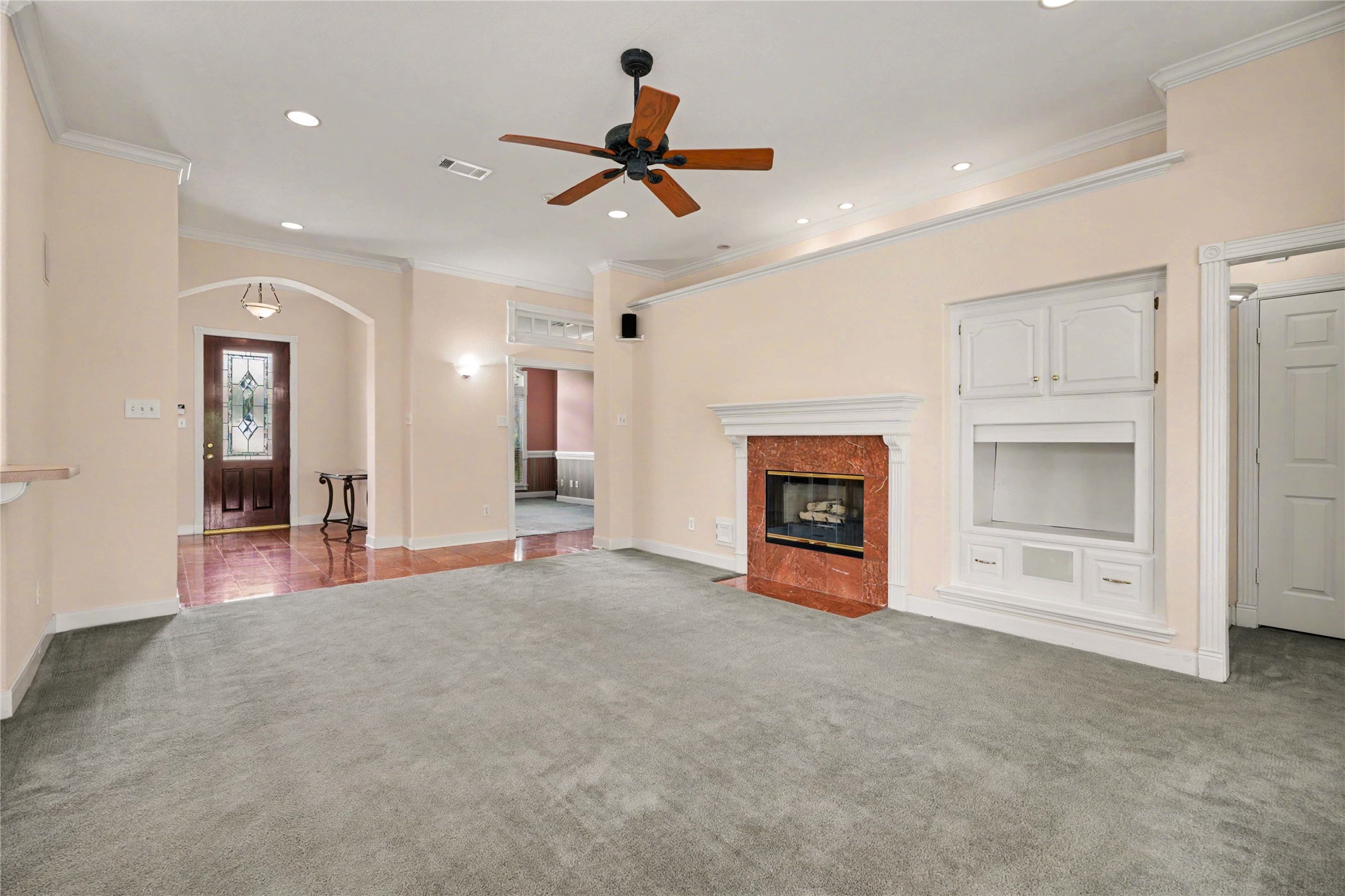13229 Rene Circle Santa Fe, TX 77510 - Photo 6 of 31 View from back of room , notice the trim, the archways and interesting ceilings