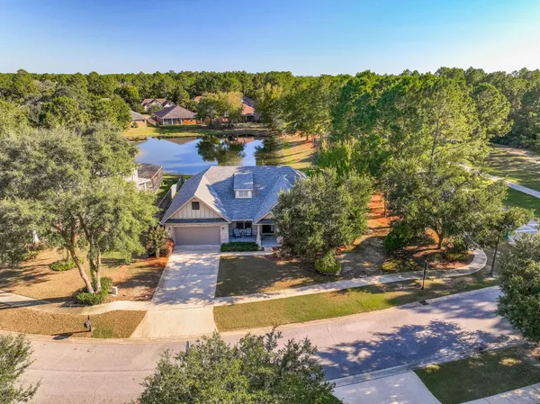 an aerial view of a house
