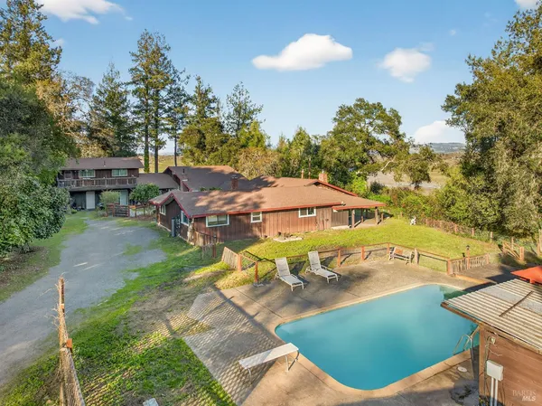 an aerial view of a house