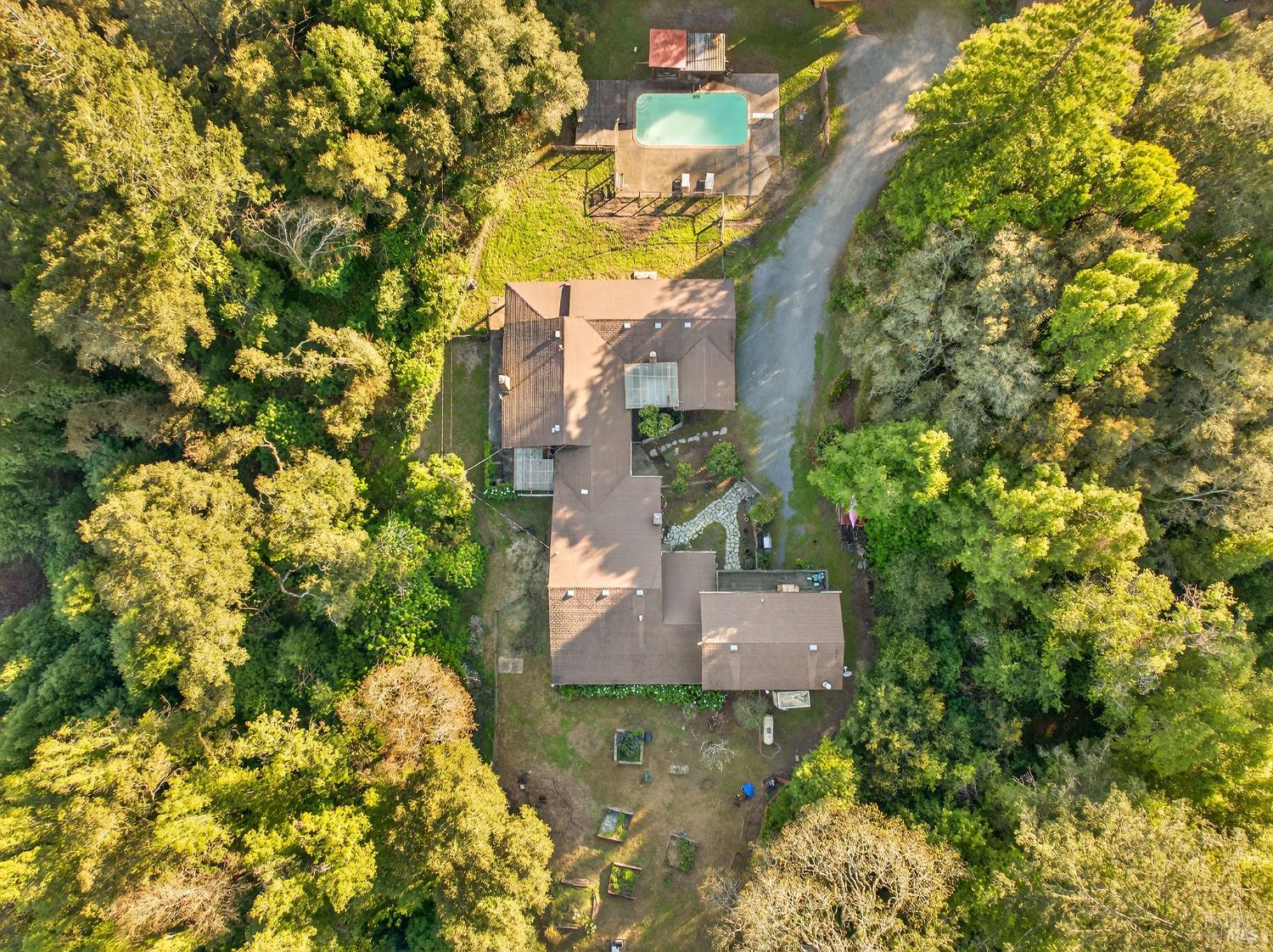 1450 Timberhill Road Santa Rosa, CA 95401 - Photo 33 of 50 a aerial view of a house with a yard