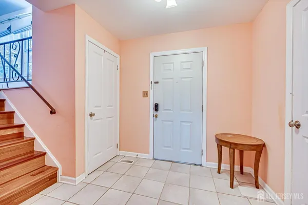 a view of an entryway with seating area